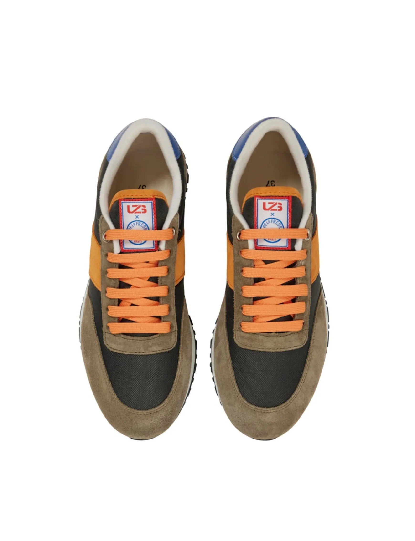 77" UZS x Ines Unisex Khaki/Orange/Blue Sneakers