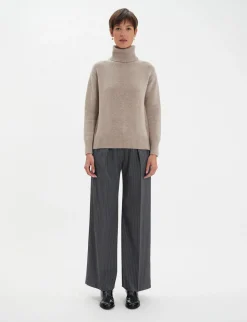 Aiden turtleneck jumper in beige wool and cashmere