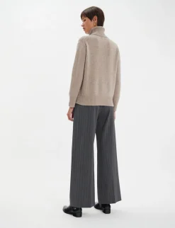 Aiden turtleneck jumper in beige wool and cashmere