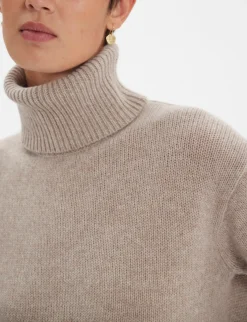 Aiden turtleneck jumper in beige wool and cashmere