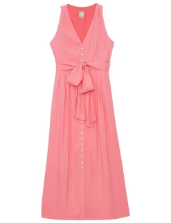 Ambre long dress in pink viscose