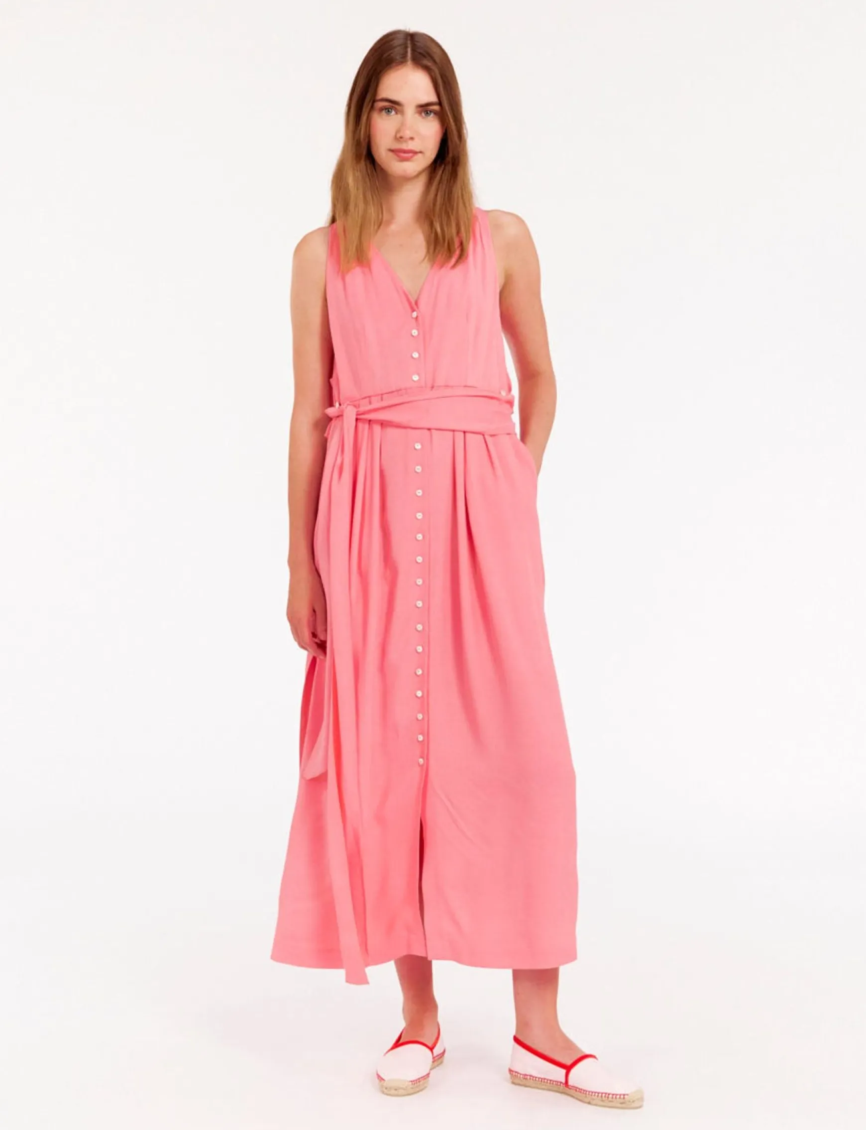 Ambre long dress in pink viscose