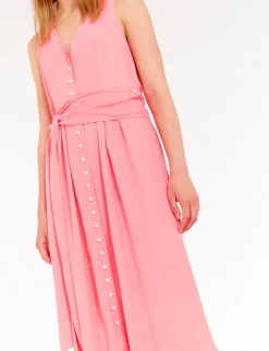 Ambre long dress in pink viscose