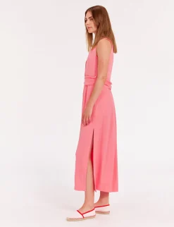 Ambre long dress in pink viscose