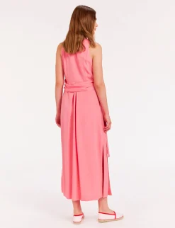 Ambre long dress in pink viscose