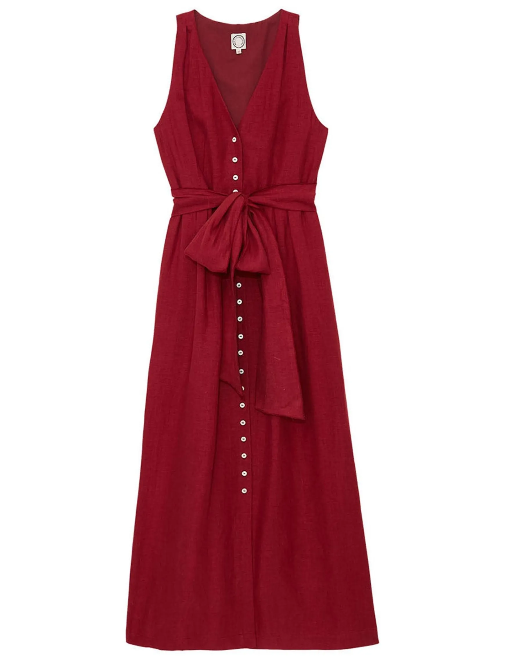 Ambre long dress in raspberry linen