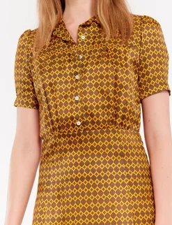 Angèle satin print dress