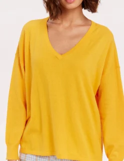 Anton yellow cashmere V-neck jumper