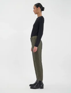 Audrey black and gold jacquard weave trousers