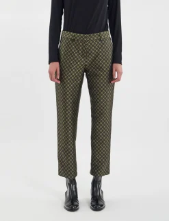 Audrey black and gold jacquard weave trousers