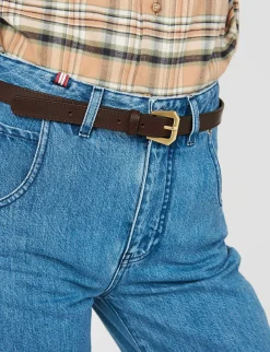 Augustine brown leather belt