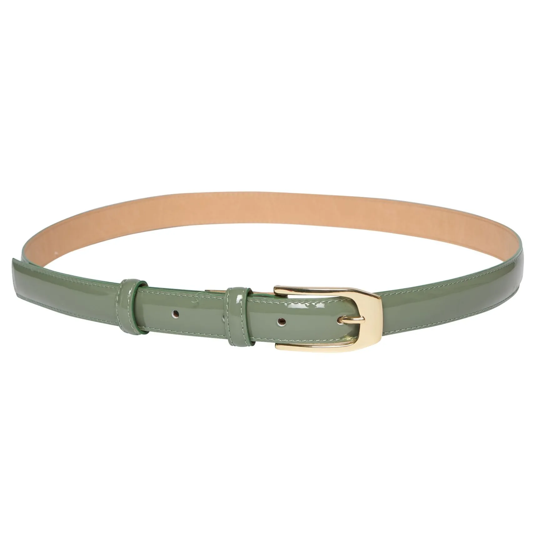 Aurelia almond green patent leather belt