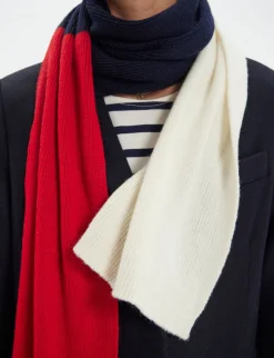 Bahia gloves in navy knit, red mesh