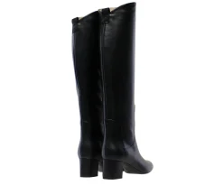 Black leather heeled boot