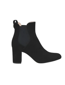 Black suede heeled ankle boot