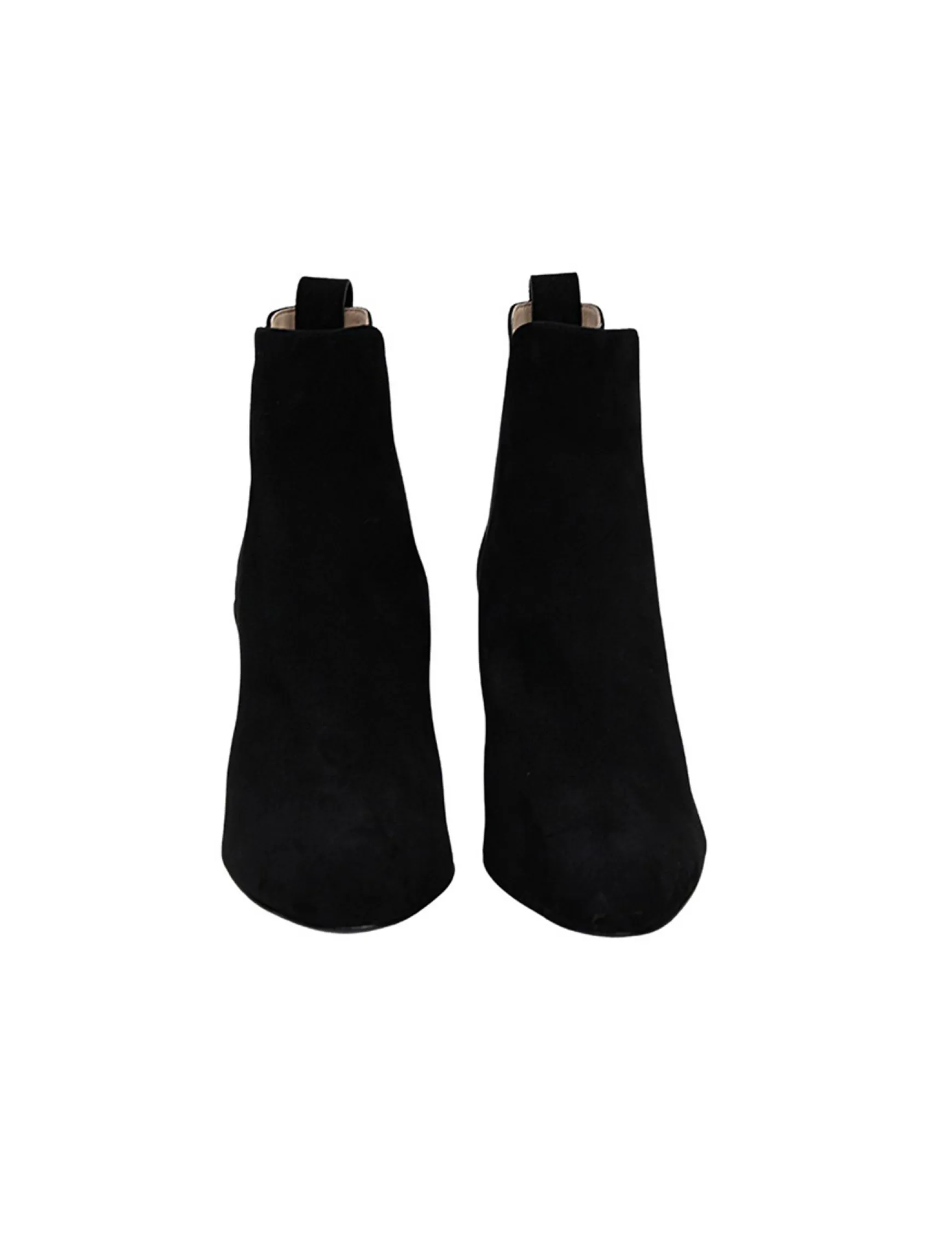 Black suede heeled ankle boot