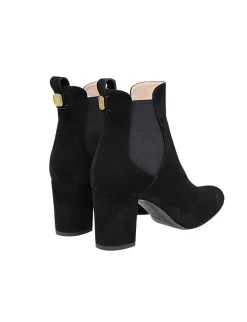 Black suede heeled ankle boot