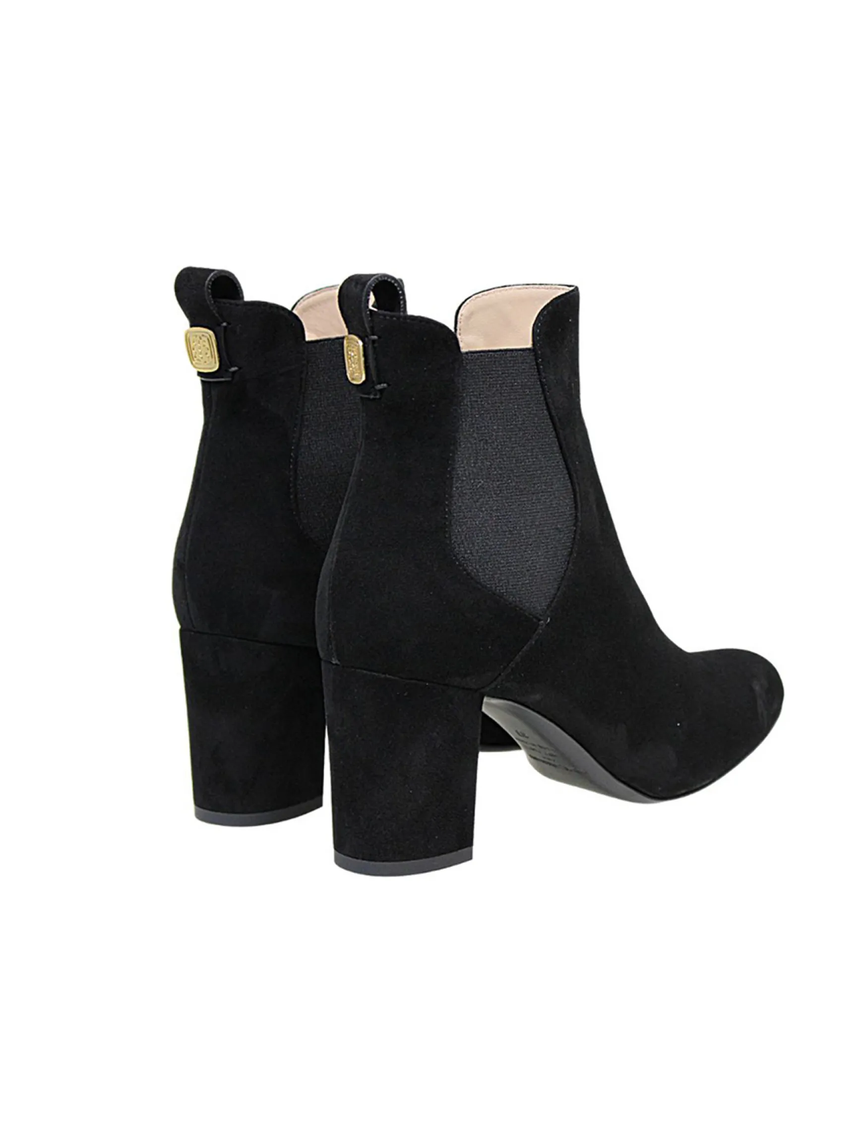 Black suede heeled ankle boot