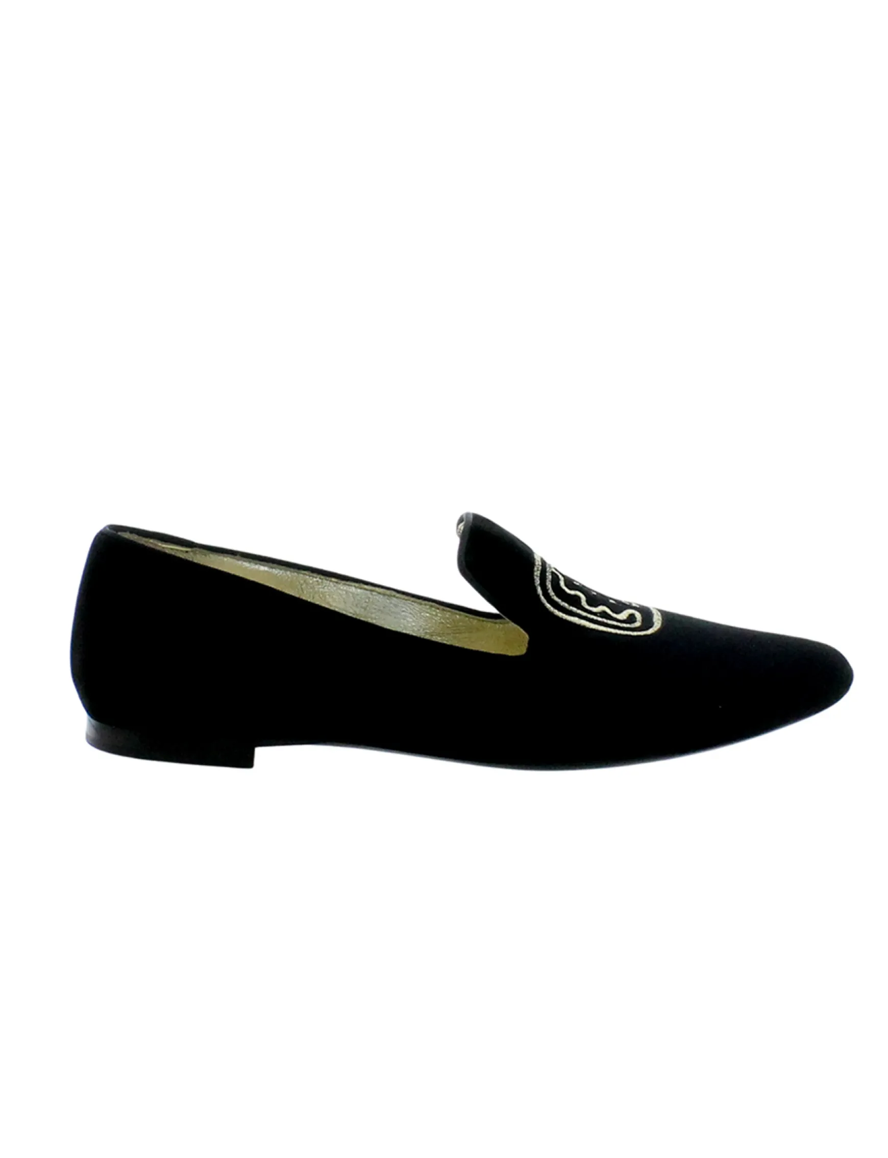 Black velvet embroidered slipper