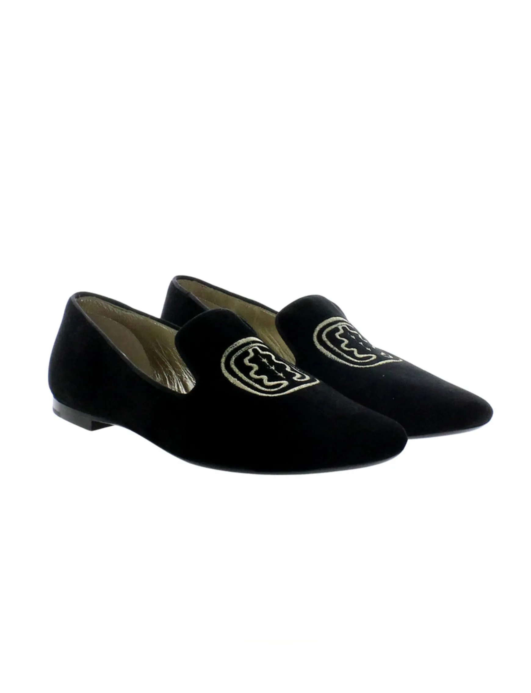 Black velvet embroidered slipper