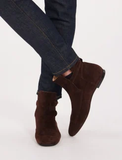 Brown suede ankle boot