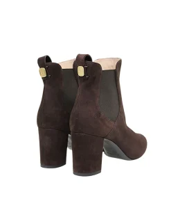Brown suede ankle boot with heel
