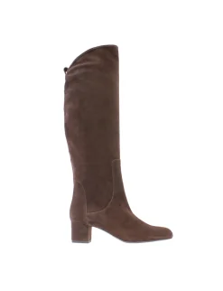 Brown suede heel boot
