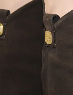 Brown suede heel boot