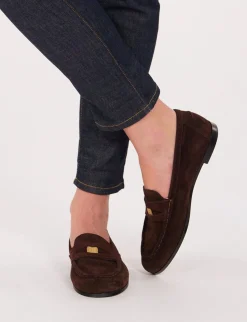 Brown suede loafer