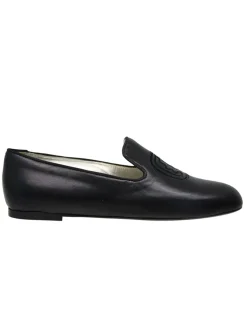 Callie embroidered loafer in black leather