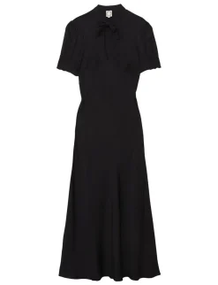 Cerise long navy blue dress