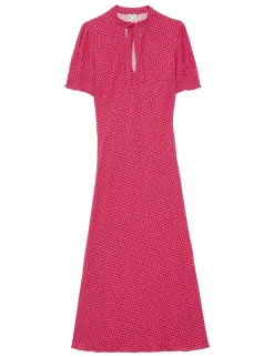Cerise long pink print dress