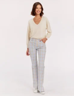Charlotte blue and orange checked trousers