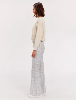 Charlotte blue and orange checked trousers