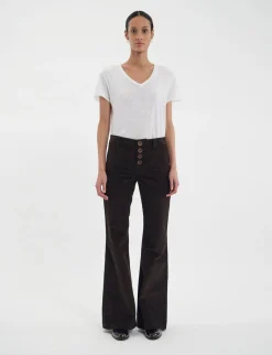 Charlotte trousers in brown milleraies velvet