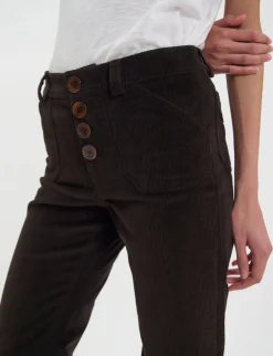 Charlotte trousers in brown milleraies velvet