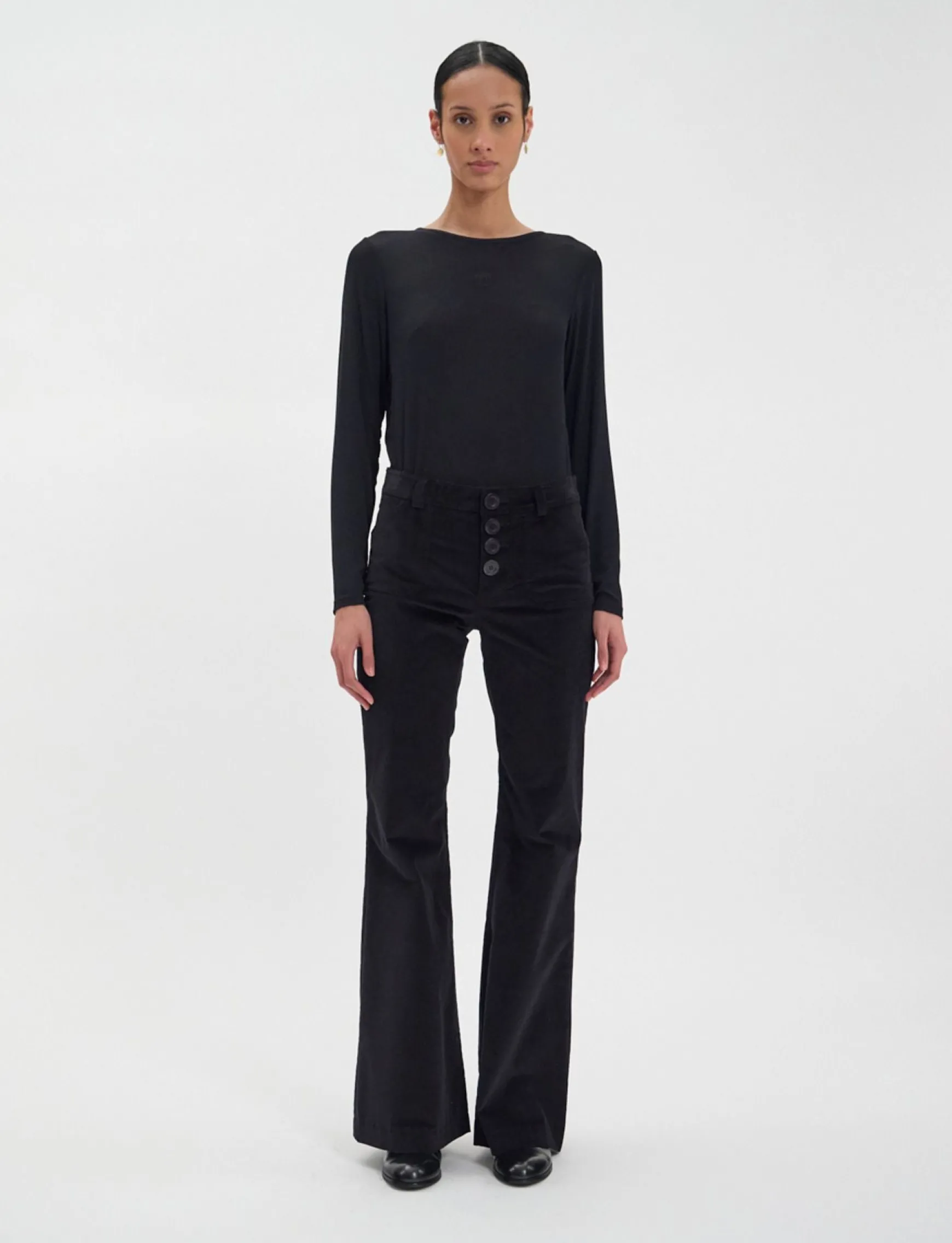 Charlotte trousers in smooth black velvet