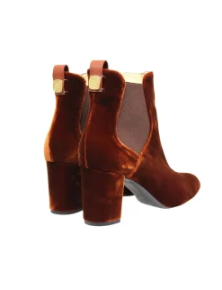 Chelsea boots with heel, copper velvet
