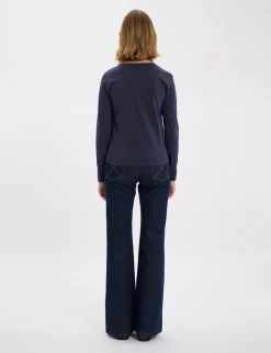 Cindy navy long-sleeved T-shirt