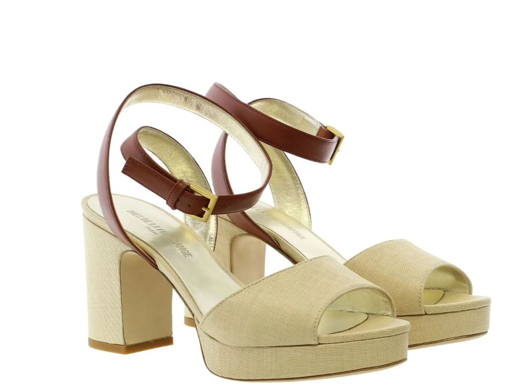 Cognac platform sandal