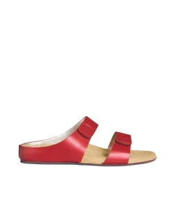 Delia red leather mules