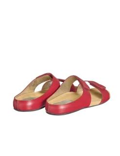 Delia red leather mules