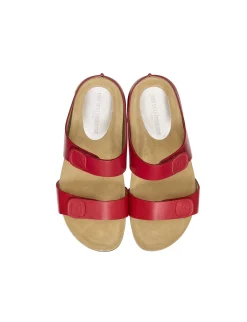 Delia red leather mules