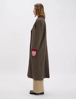 Denise brown wool herringbone coat