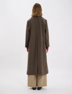 Denise brown wool herringbone coat