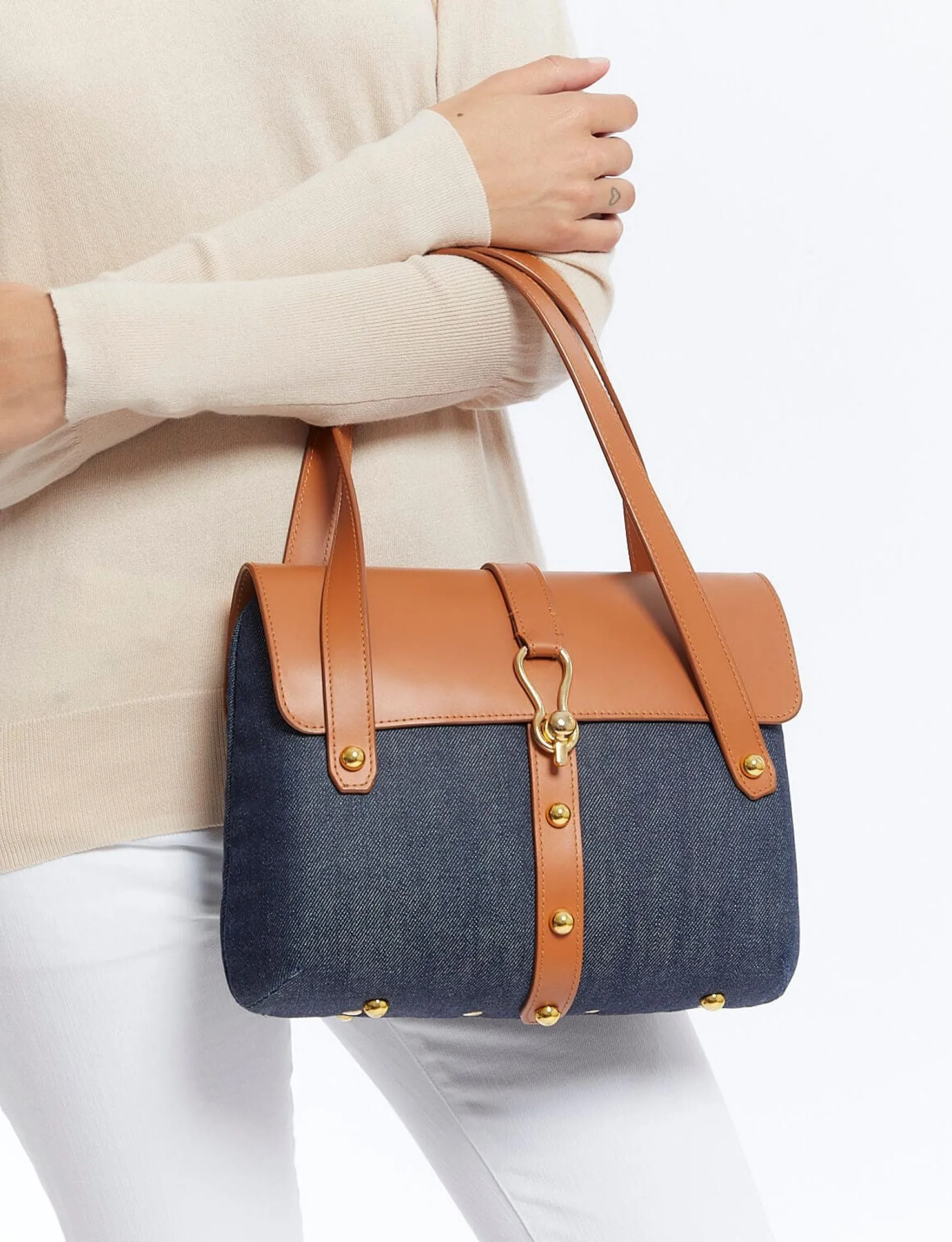 Désiré denim and leather basket