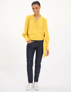 Elena yellow loose-fit crepe blouse