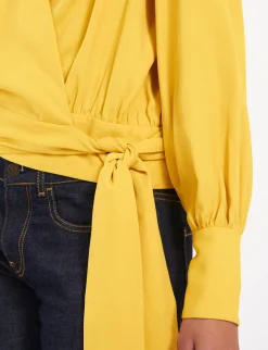 Elena yellow loose-fit crepe blouse
