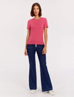 Ella pink ribbed T-shirt