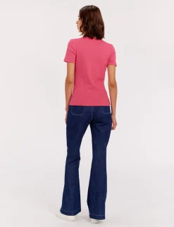 Ella pink ribbed T-shirt